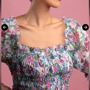 Astr Floral Smocked Blouse